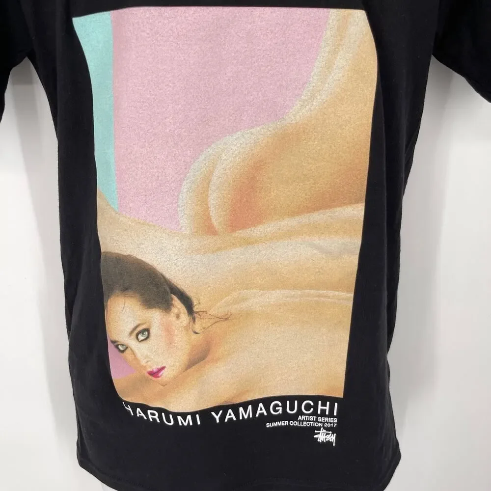 Stussy Harumi Yamaguchi Artist Series 2 Summer 2017 Black T-Shirt NEW Mens Sz S
